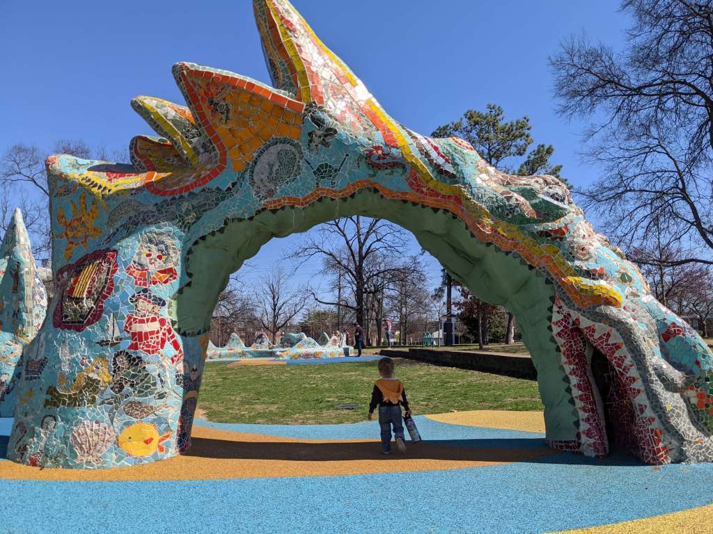 The Dragon Park sculpture at Fannie Mae Dees Park