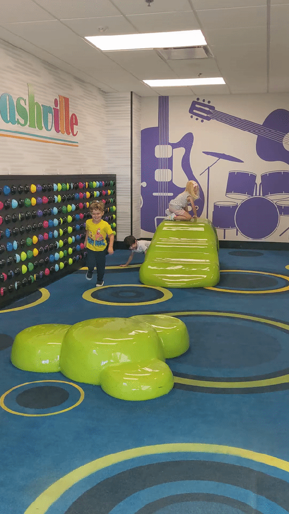 When traveling with kids, let them run around in the airport lounges, like this one.