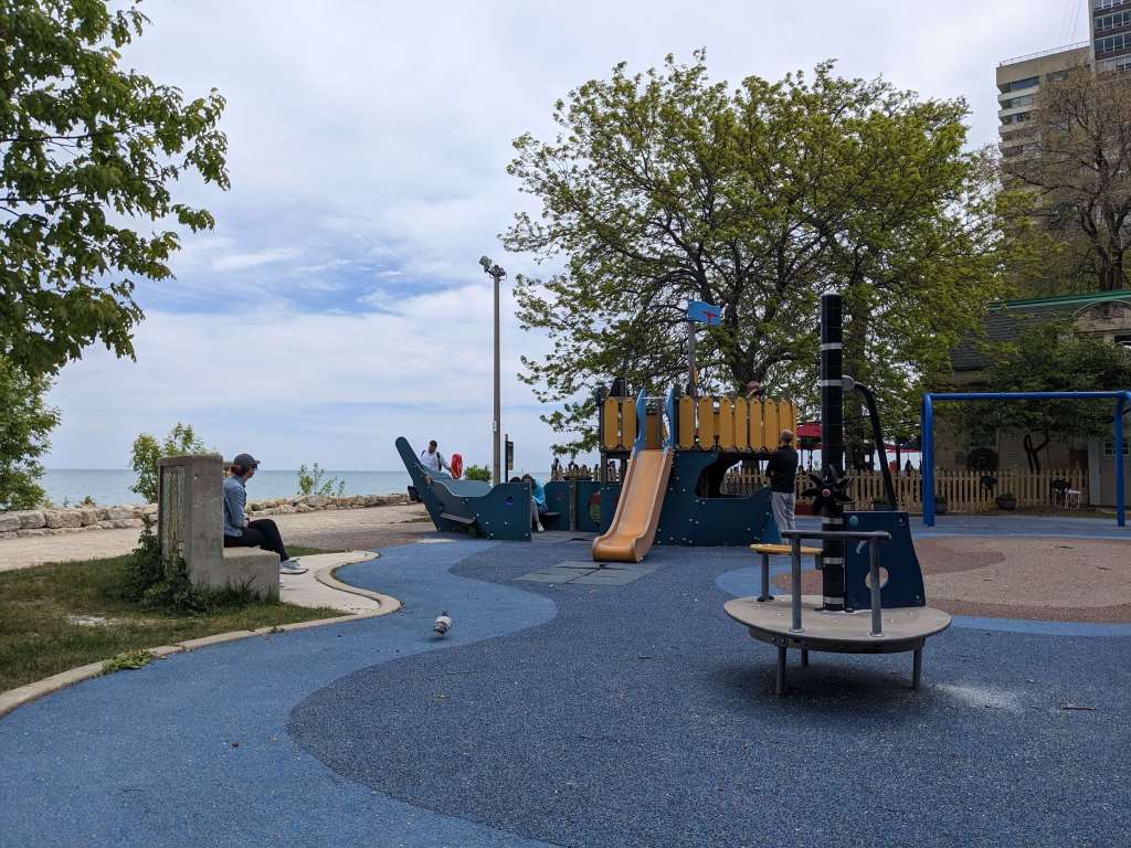 View of the lake in Berge Park in Edgewater