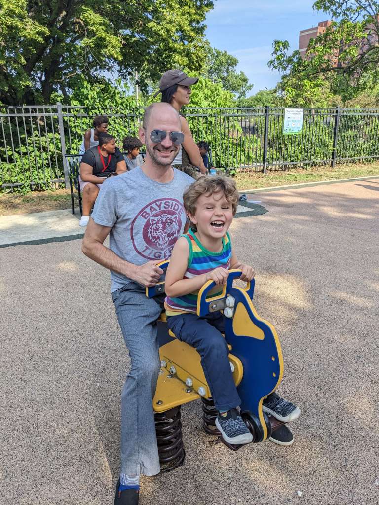 Skyler and Justin playing at Clarendon Playground