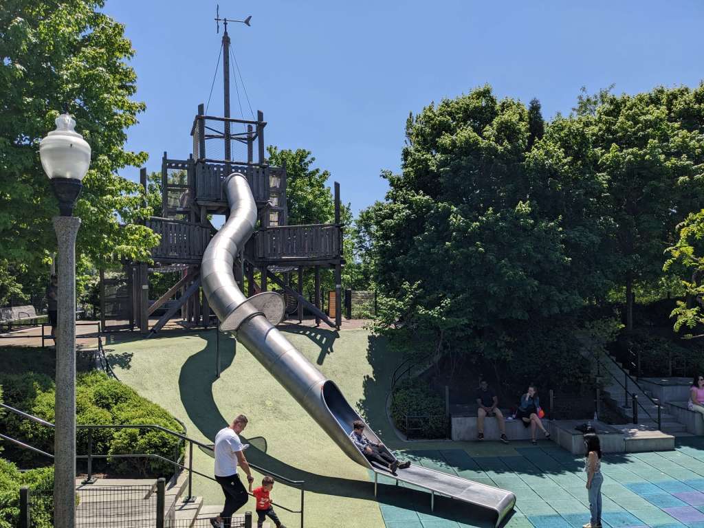 The big slide at Maggie Daley Park