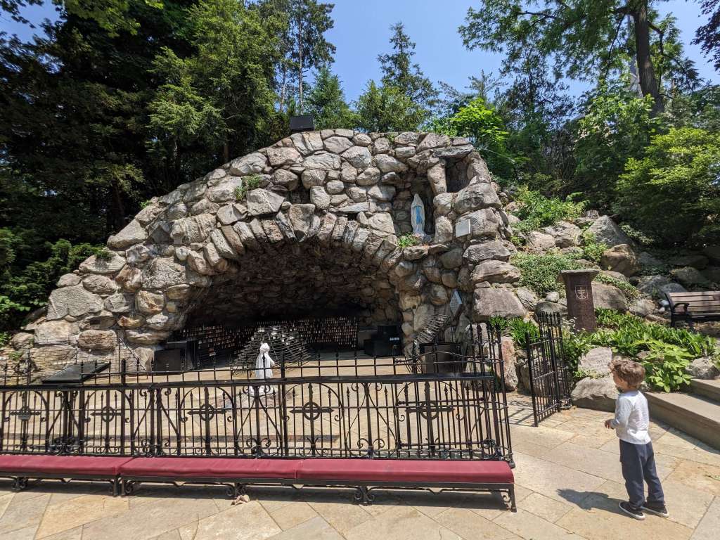 The Grotto of Our Lady of Lourdes is a reproduction of the Grotto of Our Lady of Lourdes in Lourdes, France. The current Grotto was built in 1896, replacing a wooden grotto built on August 22, 1878