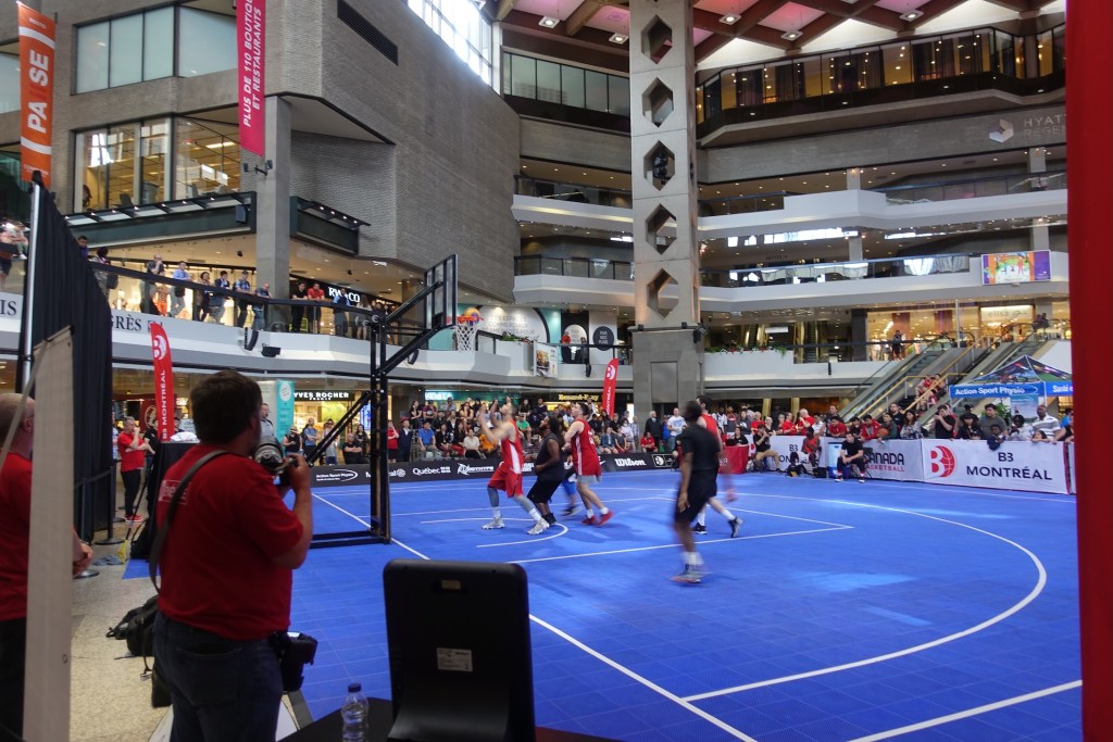 A basketball game in the underground city in Montreal