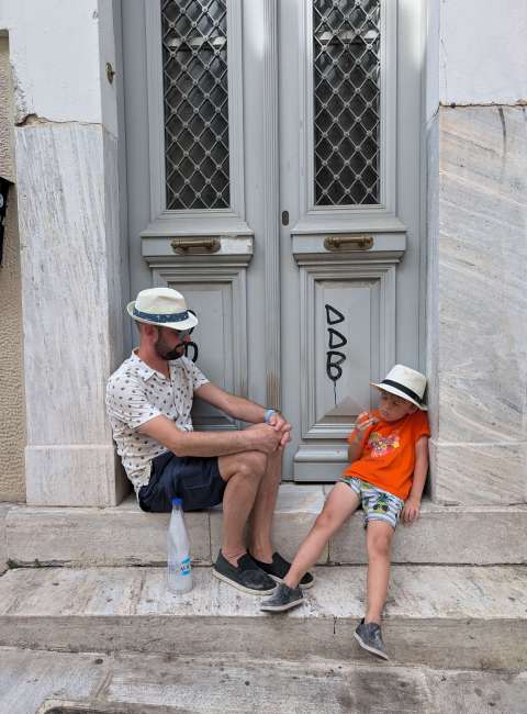 After a brief meltdown over not being able to walk and eat his cookie at the same time.