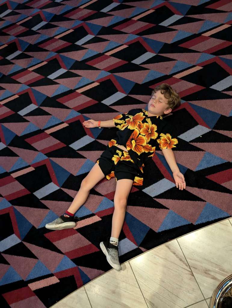 The realities of traveling with our kid: accepting that sometimes he does weird shit like this