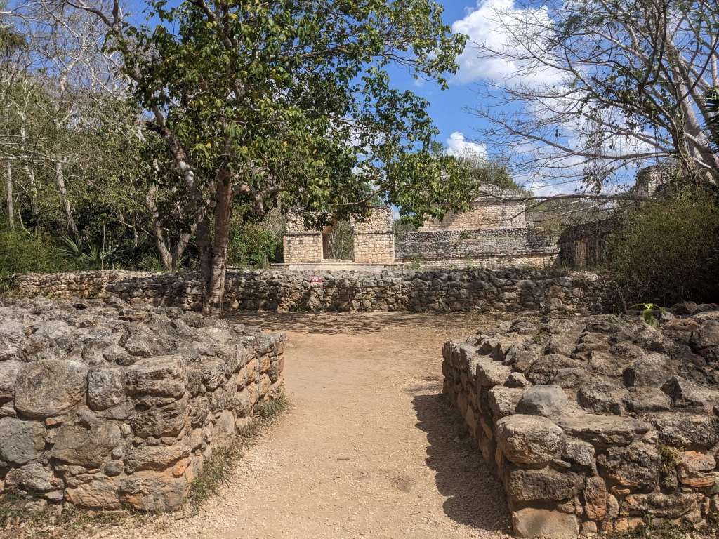 The outer gates of the center of the city of Ek Balam. Only the central part of the city has been excavated so they think the short stone walls were more ceremonial than protective.