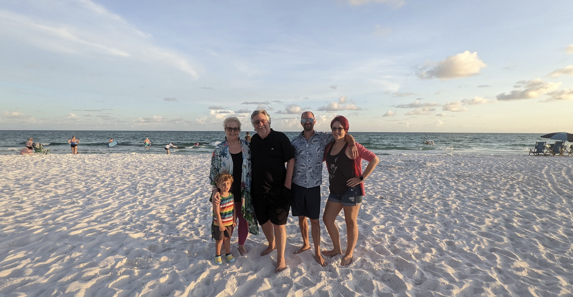 family trip planning: The Schwartau clan on the beach at the Sandestin Resort in the panhandle of Florida